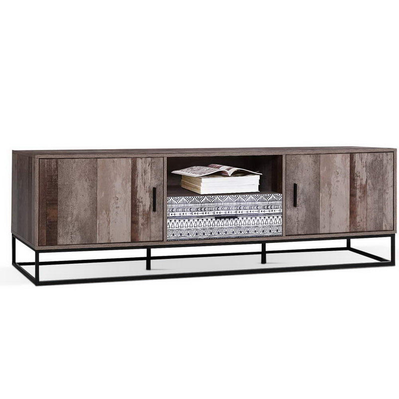 TV Cabinet Entertainment Unit Stand Storage Wooden Industrial Rustic 180cm