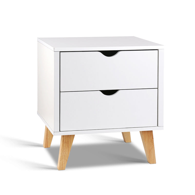 2 Drawer Wooden Bedside Tables - White