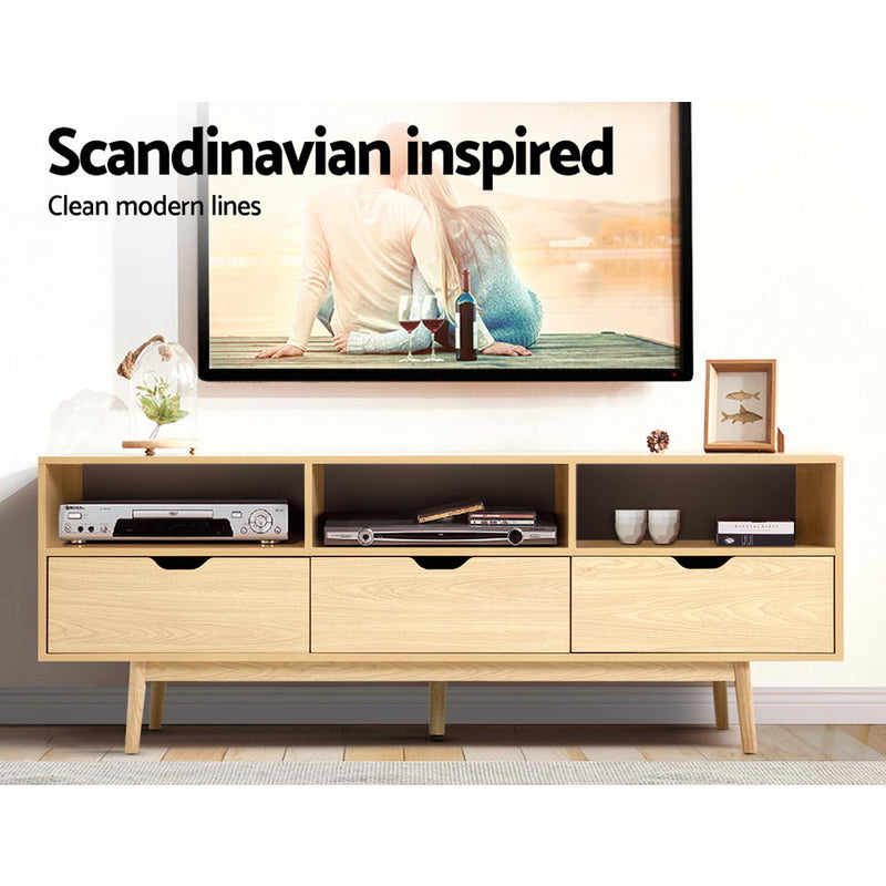 Wooden Scandinavian Entertainment Unit - Natural