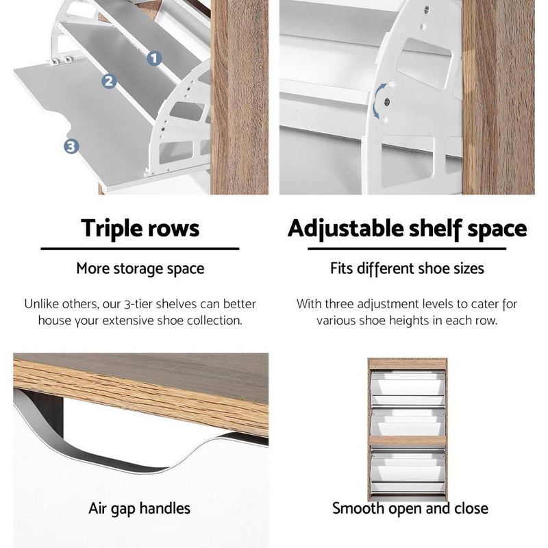 36 Pairs Shoe Cabinet Rack Organiser Storage Shelf Wooden