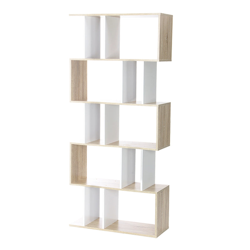 5 Tier Display Book Storage Shelf Unit - White Brown