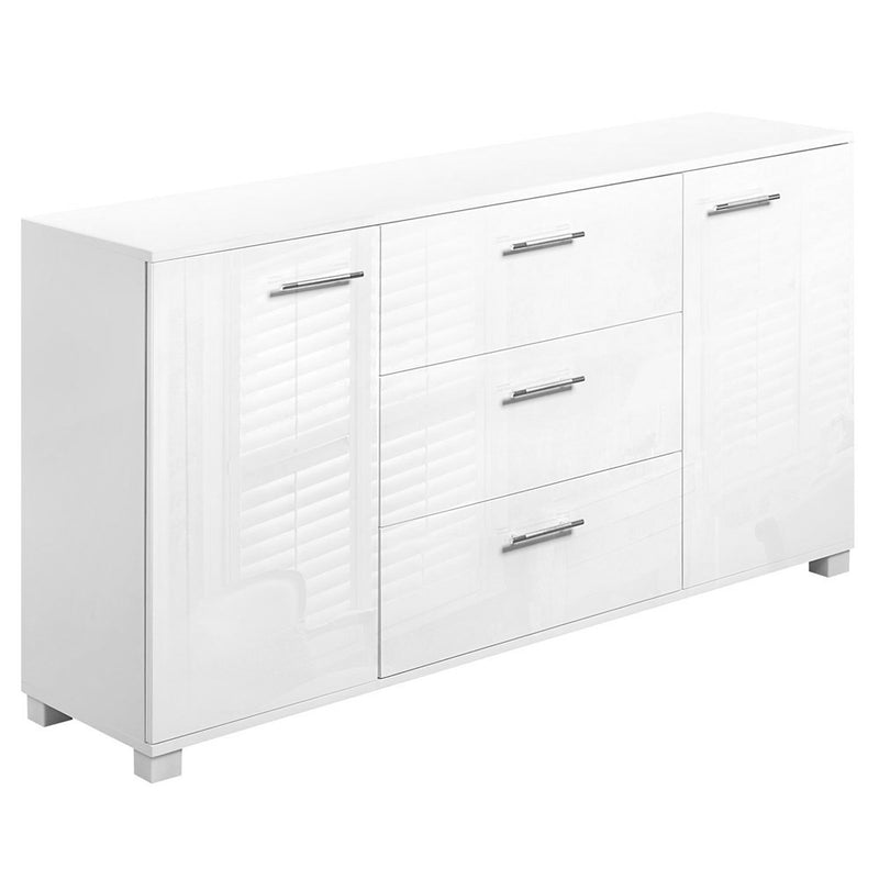 High Gloss Sideboard Storage Cabinet Cupboard - White