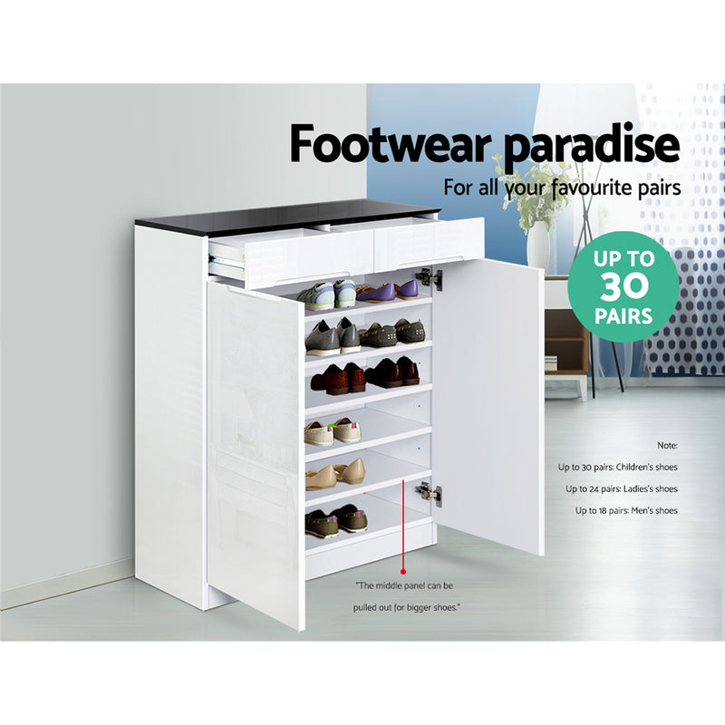 High Gloss Shoe Cabinet Rack- Black & White