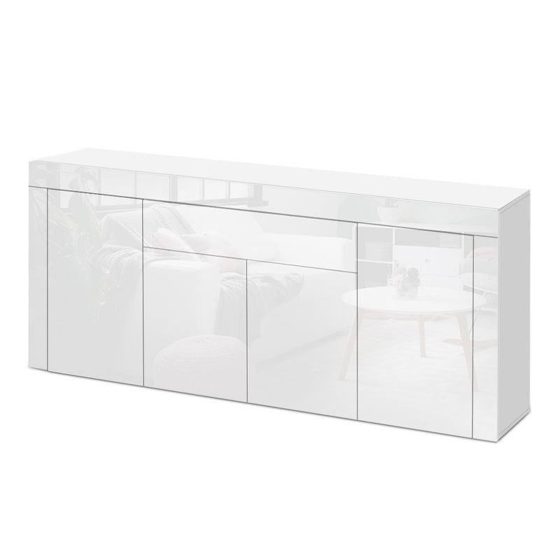 Buffet Sideboard Cabinet High Gloss Storage 4 Doors Cupboard Hall White