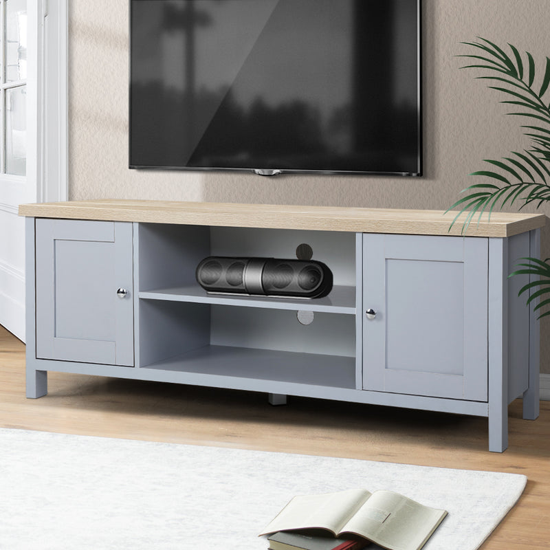 TV Cabinet Entertainment Unit Stand French Provincial Storage Shelf Wooden 130cm Grey