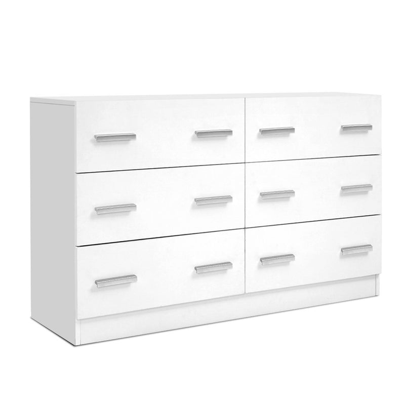 6 Chest of Drawers Cabinet Dresser Tallboy Lowboy Storage Bedroom White