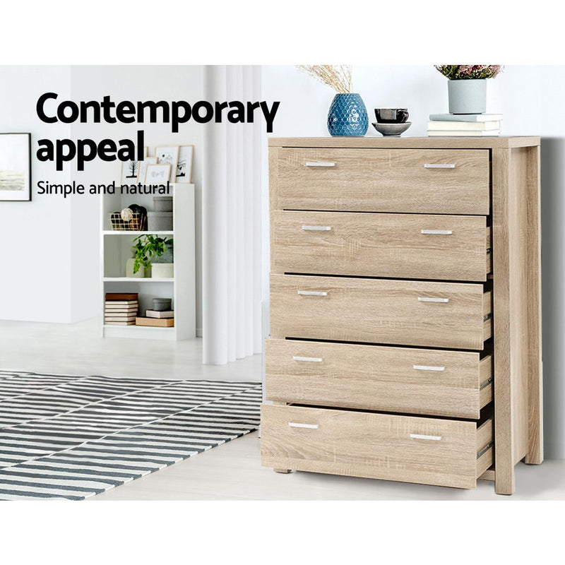 5 Chest of Drawers Tallboy Dresser Table Bedroom Storage Cabinet