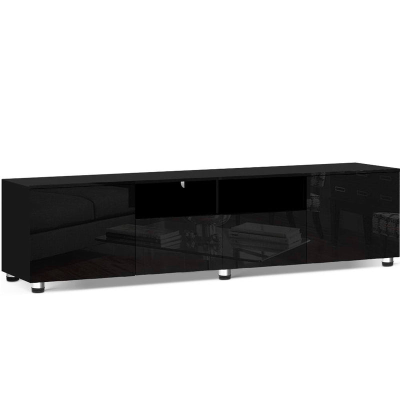 TV Cabinet Entertainment Unit Stand High Gloss Furniture 205cm Black