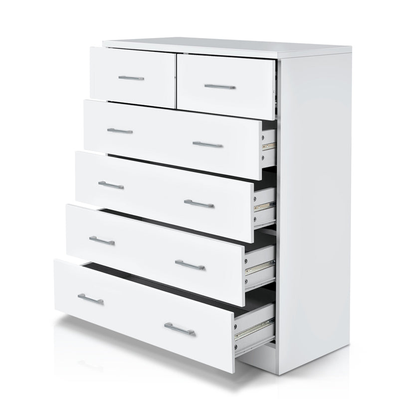 Tallboy Dresser Table 6 Chest of Drawers Cabinet Bedroom Storage White