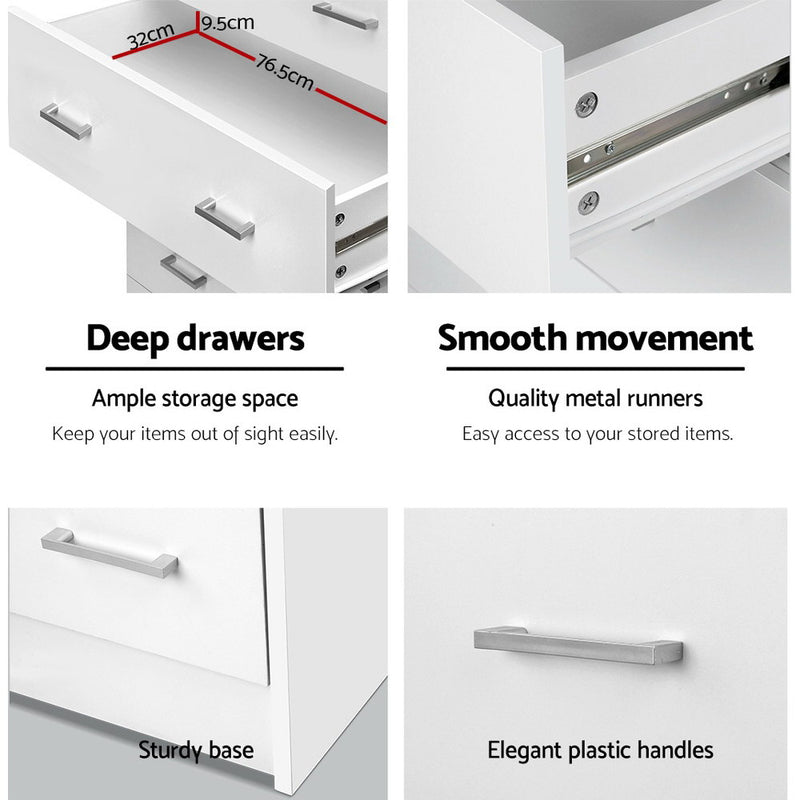 Tallboy Dresser Table 6 Chest of Drawers Cabinet Bedroom Storage White