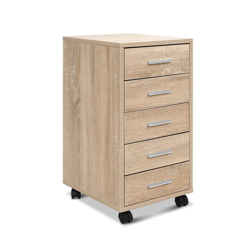 5 Drawer Filing Cabinet Storage Drawers Wood Study Office School File Cupboard