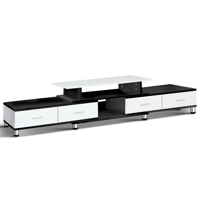 TV Cabinet Entertainment Unit Stand Wooden 160CM To 220CM Storage Drawers Black White