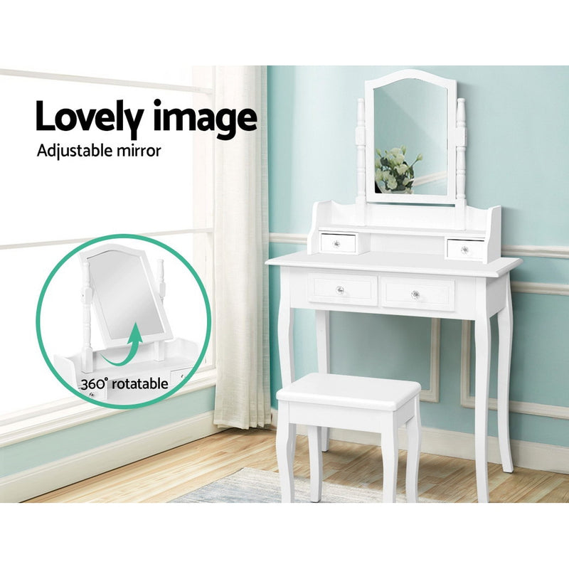 Dressing Table Stool Mirror Jewellery Cabinet White Tables Drawers Box Organizer