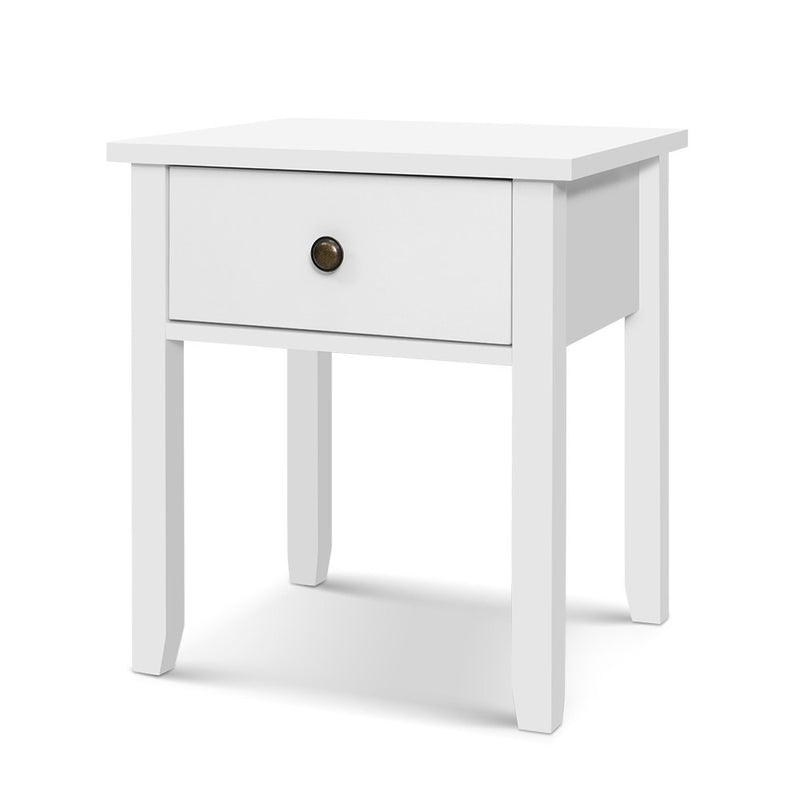 Bedside Tables Drawer Side Table Nightstand White Storage Cabinet White Lamp