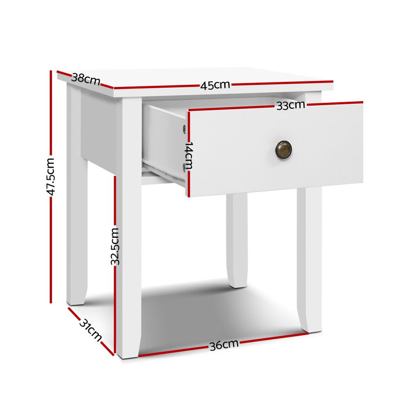 Bedside Tables Drawer Side Table Nightstand White Storage Cabinet White Lamp