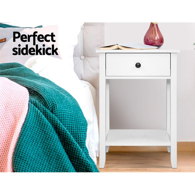 Bedside Tables Drawer Side Table Nightstand White Storage Cabinet White Shelf