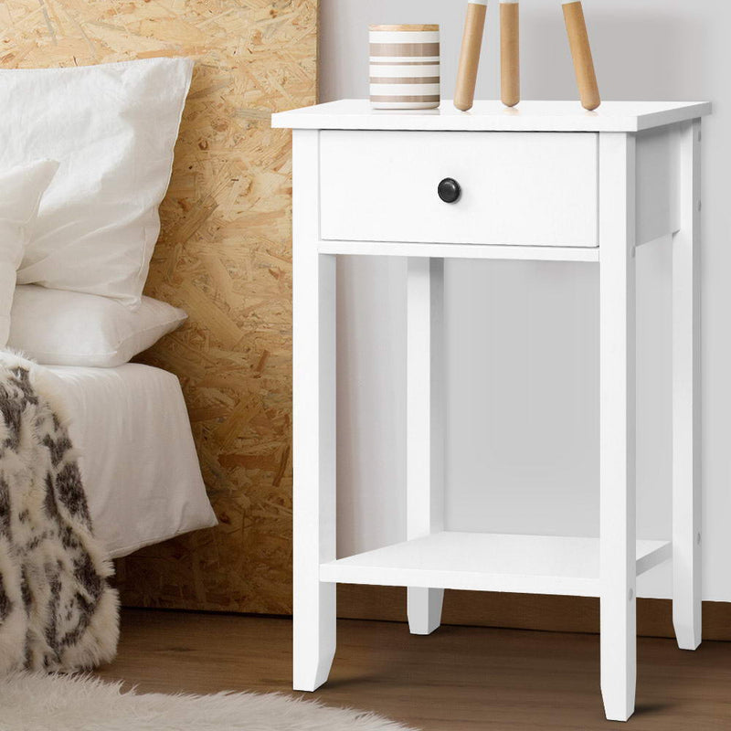 Bedside Tables Drawer Side Table Nightstand White Storage Cabinet White Shelf