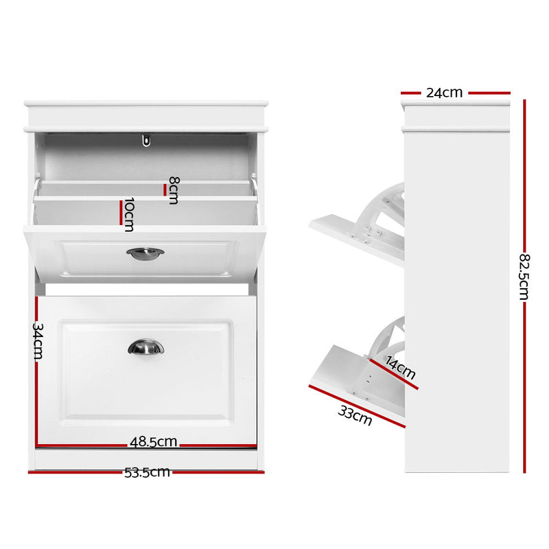 Shoe Cabinet Shoes Storage Rack White Organiser Shelf Cupboard Drawer 12 Pairs