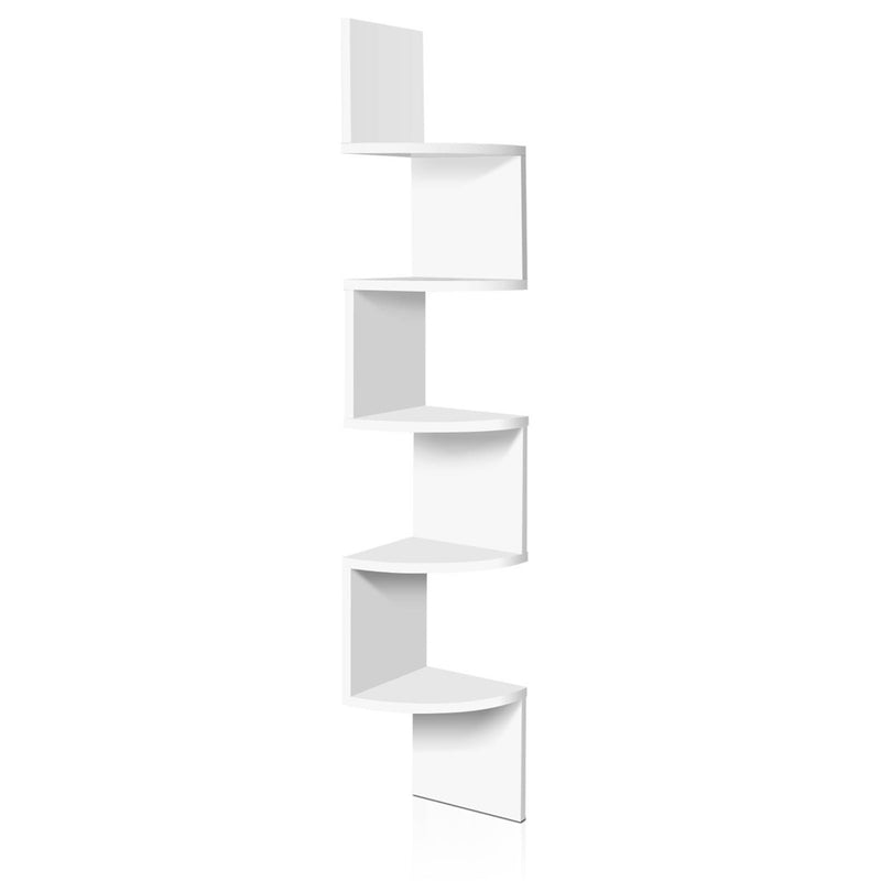 5 Tier Corner Wall Shelf - White