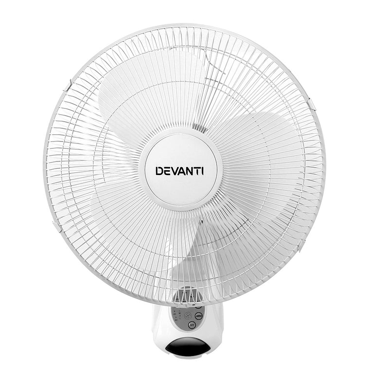 Devanti 40cm Wall Mounted Fan with Remote Control - White