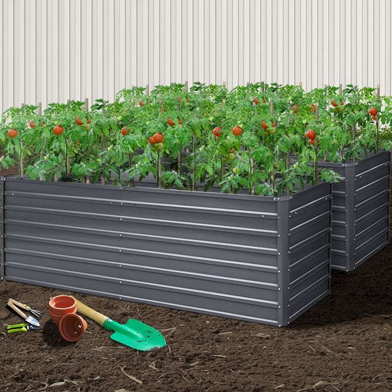 Garden Bed 240X80X77CM Galvanised Raised Steel Instant Planter 2N1