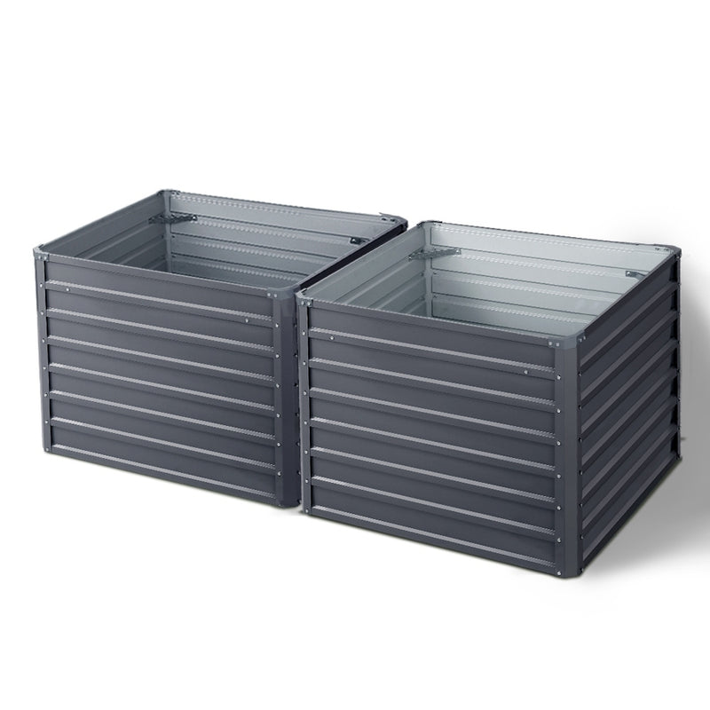 Garden Bed 2PCS 100X100X77CM Galvanised Steel Raised Planter