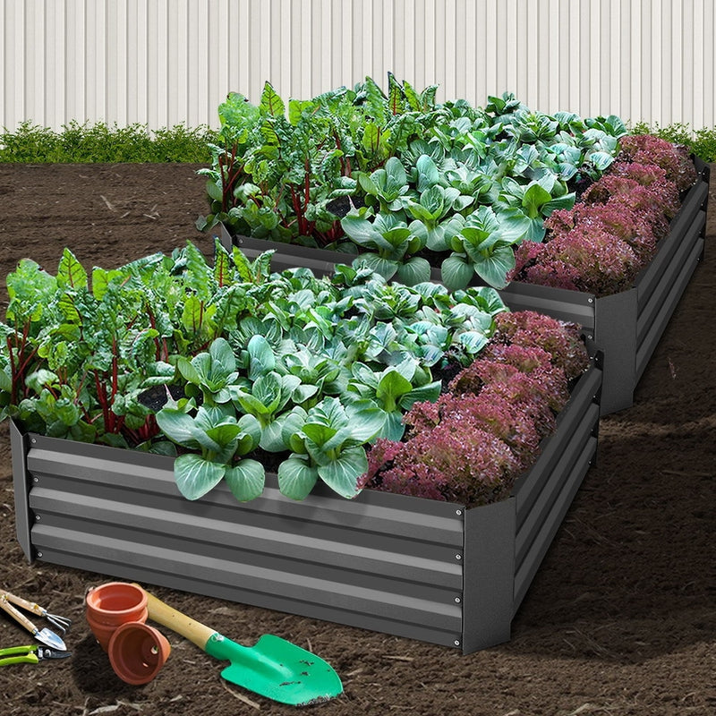 Garden Bed 2PCS 120X90X30CM Galvanised Steel Raised Planter