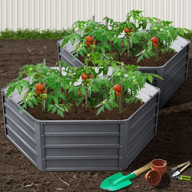 Garden Bed 2PCS 130X130X46CM Galvanised Steel Raised Planter