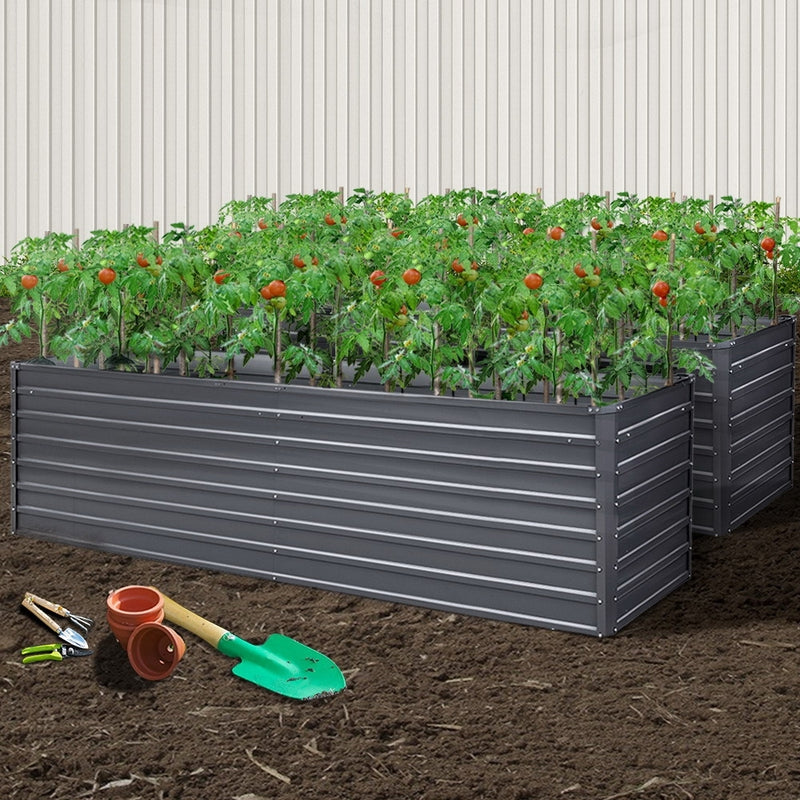 Garden Bed 320 x 80 x 77cm Galvanised Steel Raised Planter 2N1