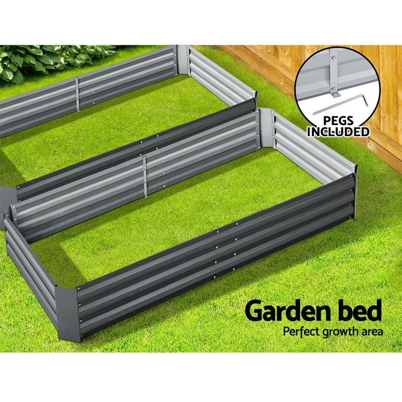 Garden Bed 2PCS 210X90X30cm  Galvanised Steel Raised Planter