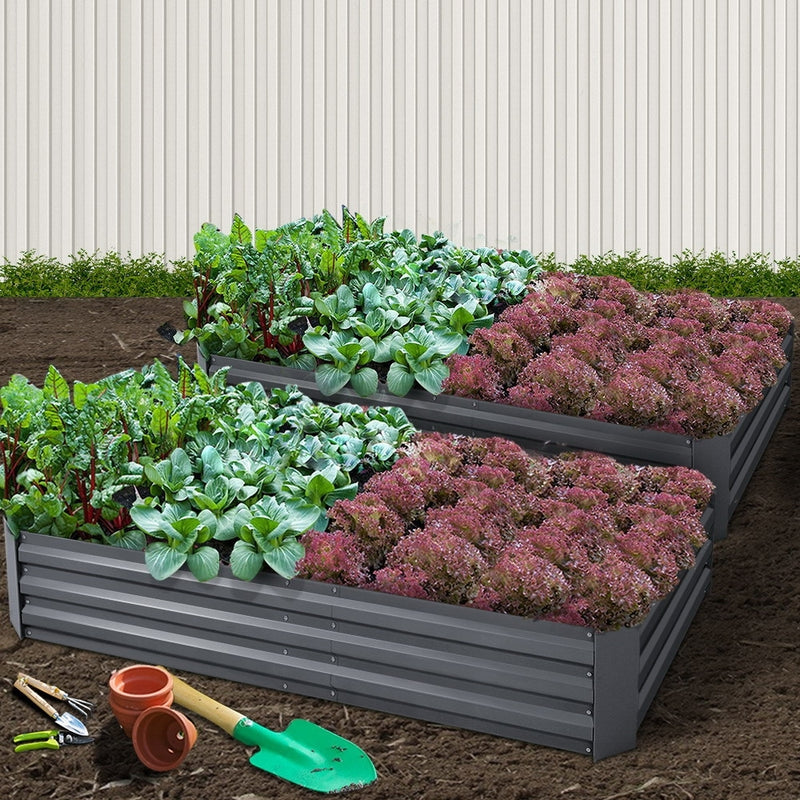 Garden Bed 2PCS 210X90X30cm  Galvanised Steel Raised Planter