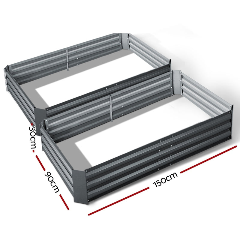 Garden Bed 2PCS 150X90X30CM Galvanised Steel Raised Planter