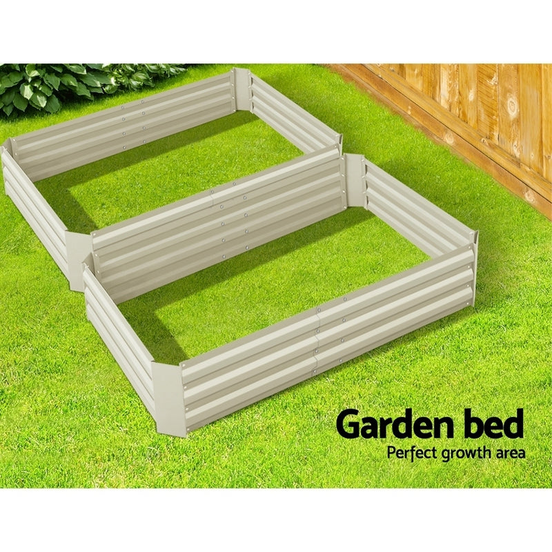 Green Fingers Set of 2 120 x 90cm Raised Garden Bed - Cream