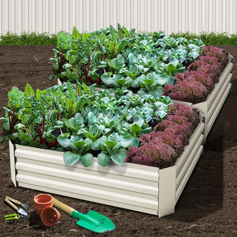 Green Fingers Set of 2 120 x 90cm Raised Garden Bed - Cream