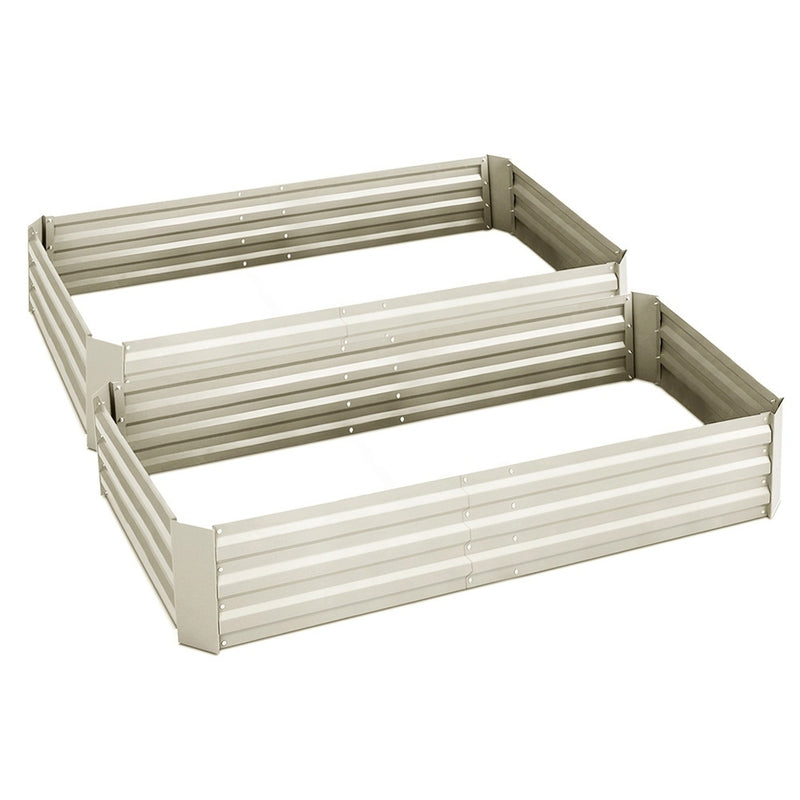 Garden Bed 2PCS 210X90X30cm  Galvanised Steel Raised Planter Cream