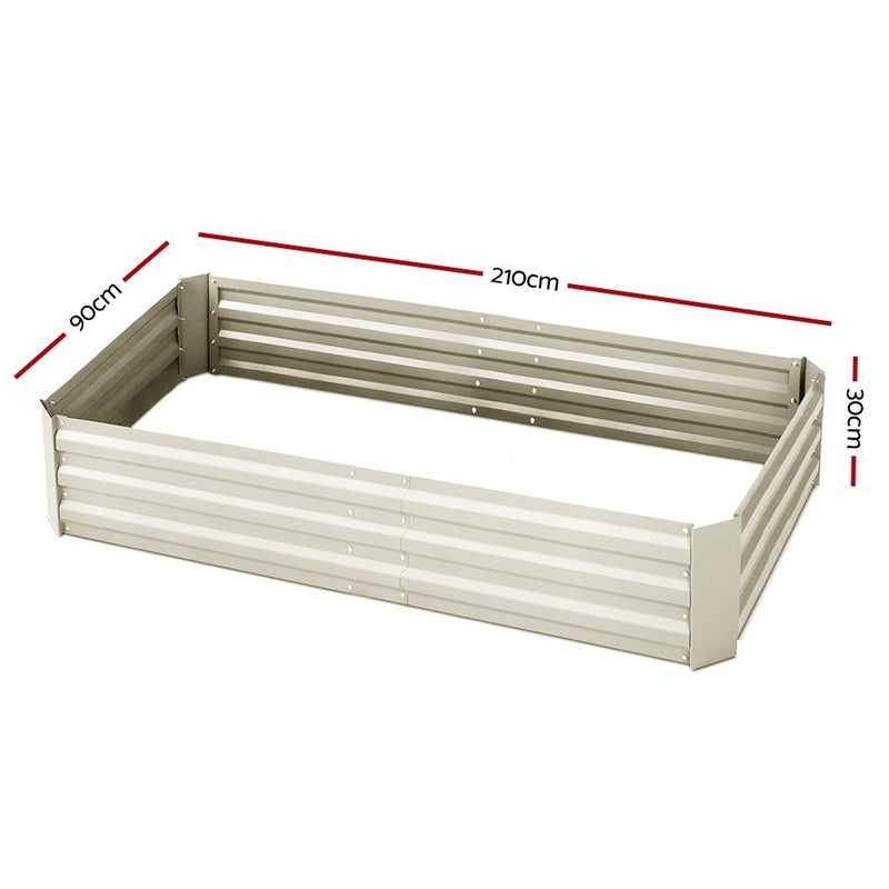 Garden Bed 2PCS 210X90X30cm  Galvanised Steel Raised Planter Cream