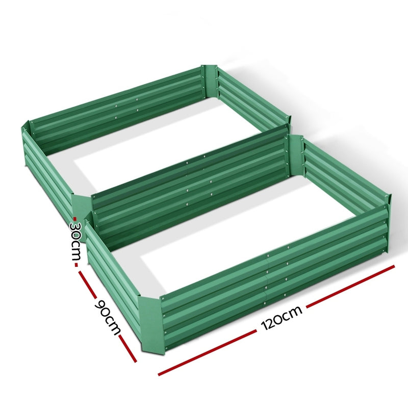 Green Fingers Set of 2 120 x 90cm Raised Garden Bed - Green