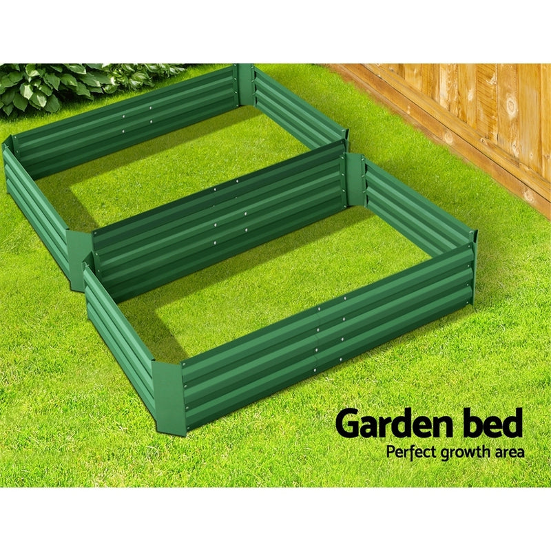 Green Fingers Set of 2 120 x 90cm Raised Garden Bed - Green