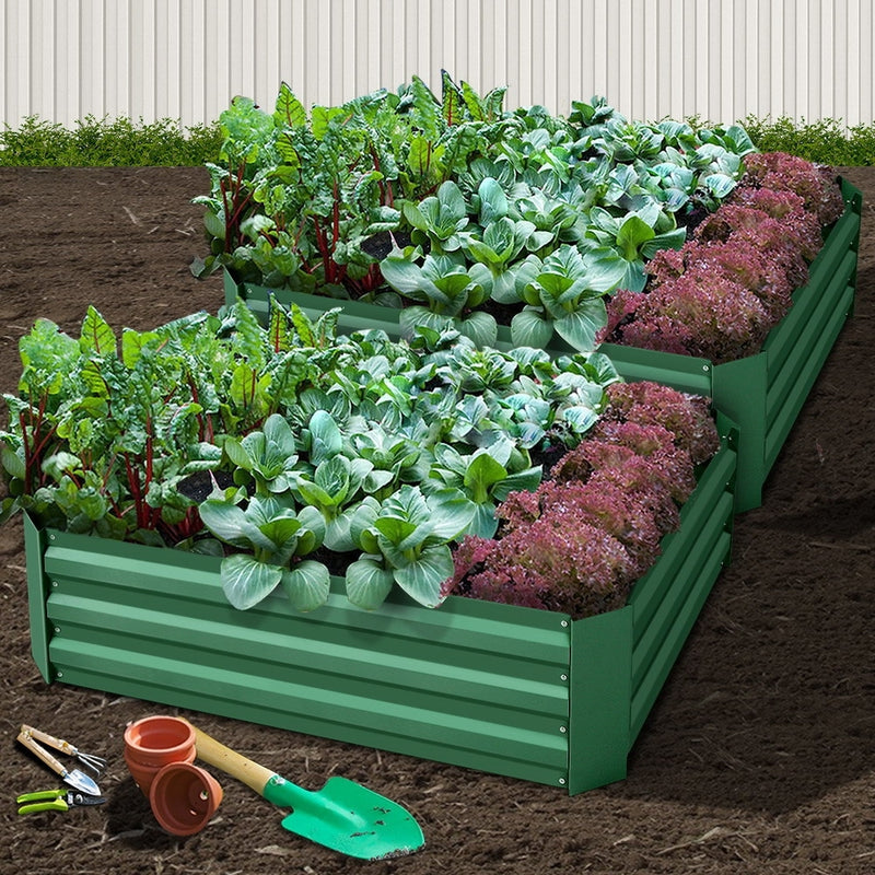 Green Fingers Set of 2 120 x 90cm Raised Garden Bed - Green