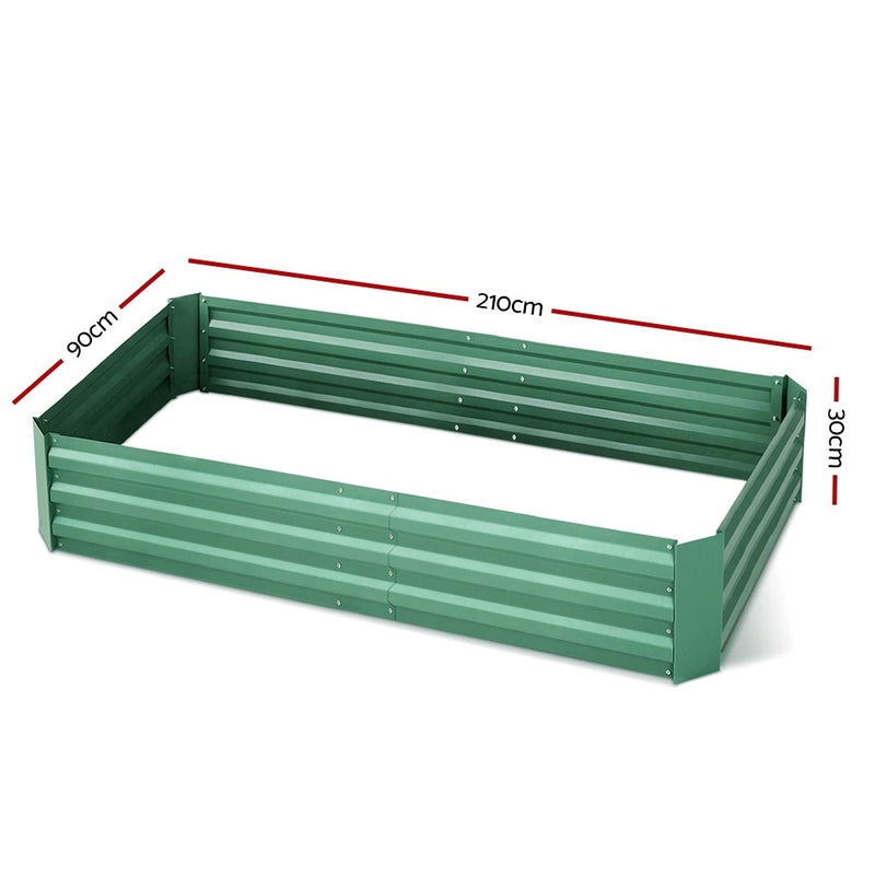 Garden Bed 2PCS 210X90X30cm  Galvanised Steel Raised Planter Green