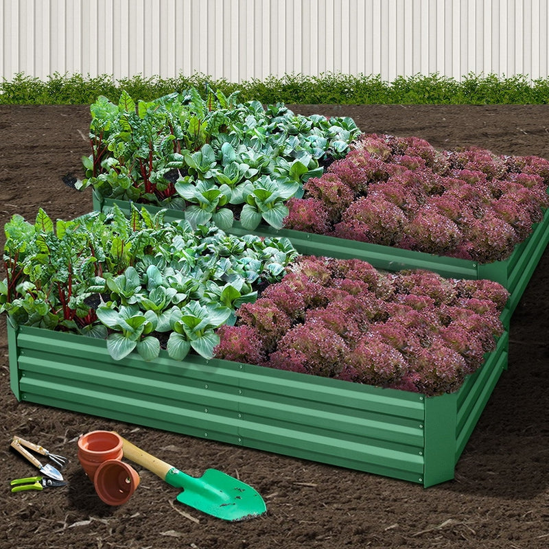 Garden Bed 2PCS 210X90X30cm  Galvanised Steel Raised Planter Green