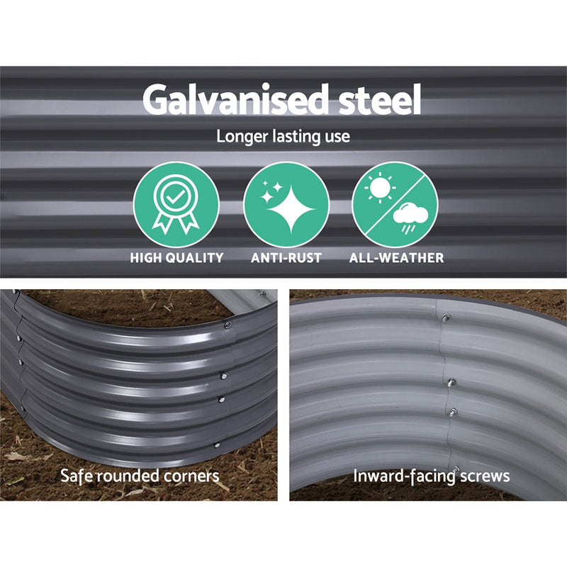 240X80X42CM Galvanised Raised Garden Bed Steel Instant Planter