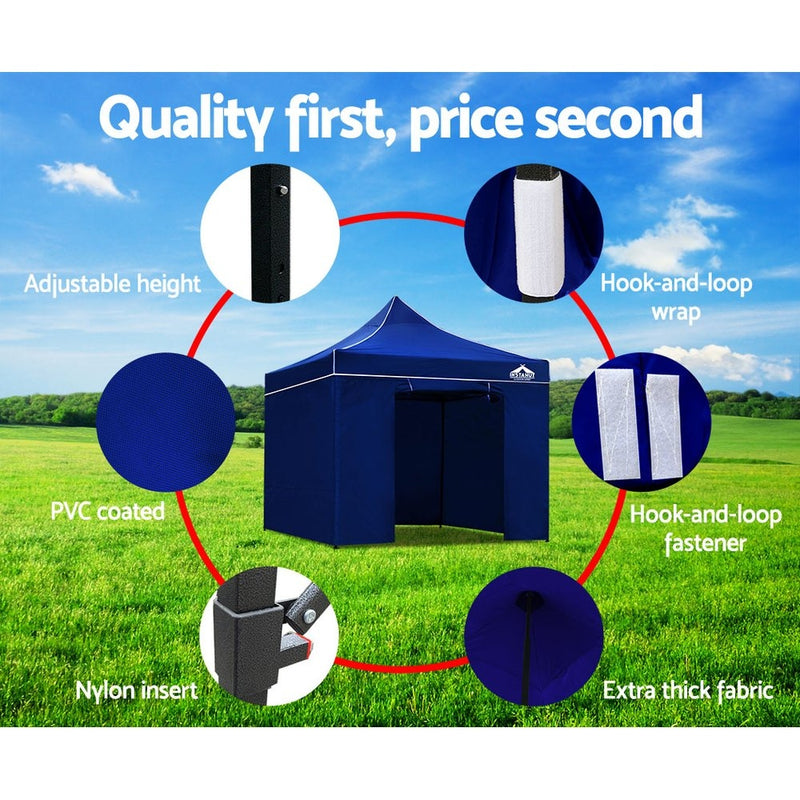 Gazebo Pop Up Marquee 3x3m Folding Wedding Tent Gazebos Shade Blue