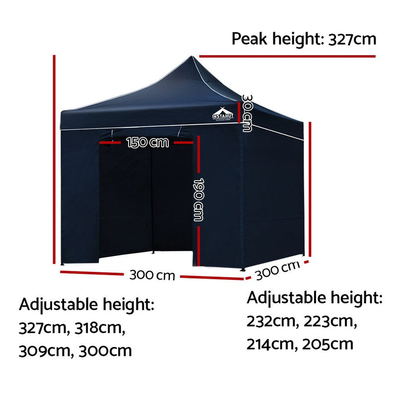 Gazebo Pop Up Marquee 3x3m Folding Wedding Tent Gazebos Shade Navy