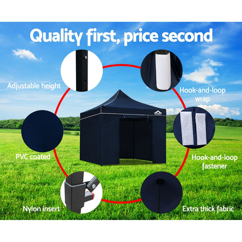 Gazebo Pop Up Marquee 3x3m Folding Wedding Tent Gazebos Shade Navy