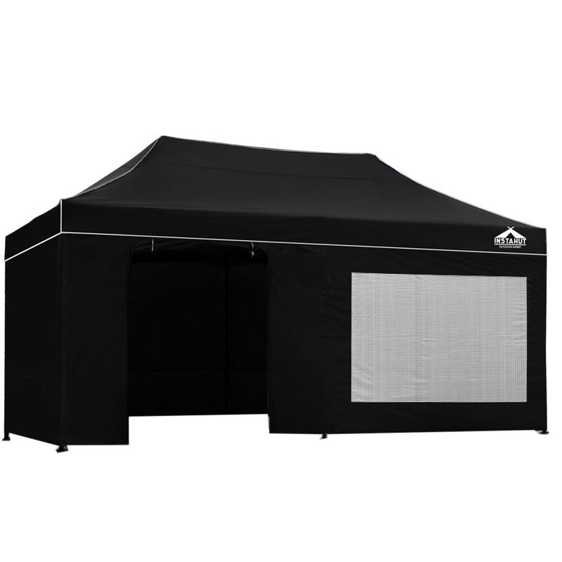 Gazebo Pop Up Marquee 3x6m Folding Wedding Tent Gazebos Shade Black