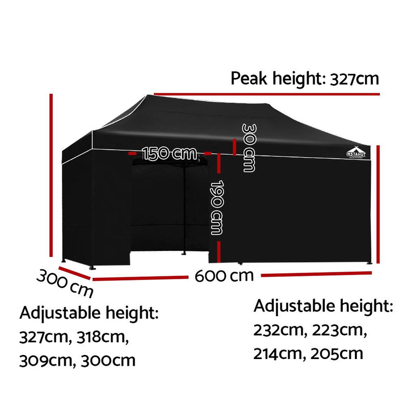 Gazebo Pop Up Marquee 3x6m Folding Wedding Tent Gazebos Shade Black