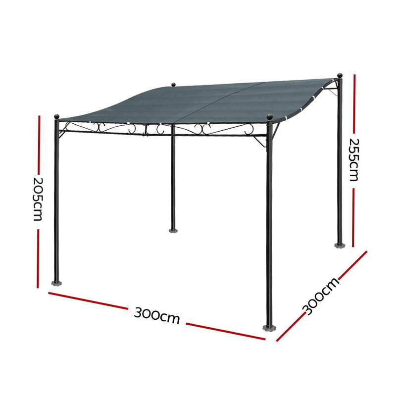 Gazebo 3x2.55m Party Marquee Outdoor Wedding Tent Iron Art Canopy Grey