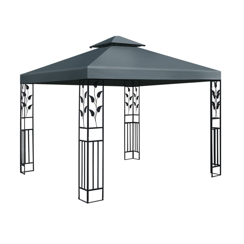 Gazebo 3x3m Party Marquee Outdoor Wedding Event Tent Iron Art Canopy Grey