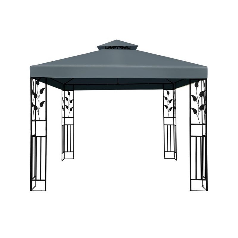 Gazebo 3x3m Party Marquee Outdoor Wedding Event Tent Iron Art Canopy Grey